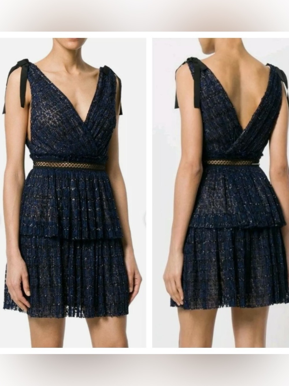 Self Portrait Sleeveless Navy Mini Dress